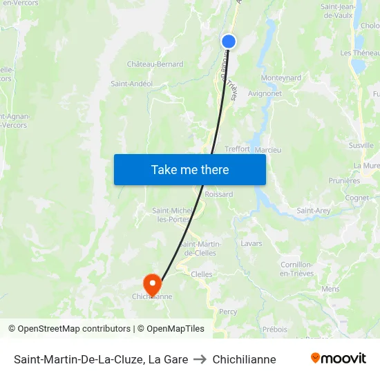 Saint-Martin-De-La-Cluze, La Gare to Chichilianne map