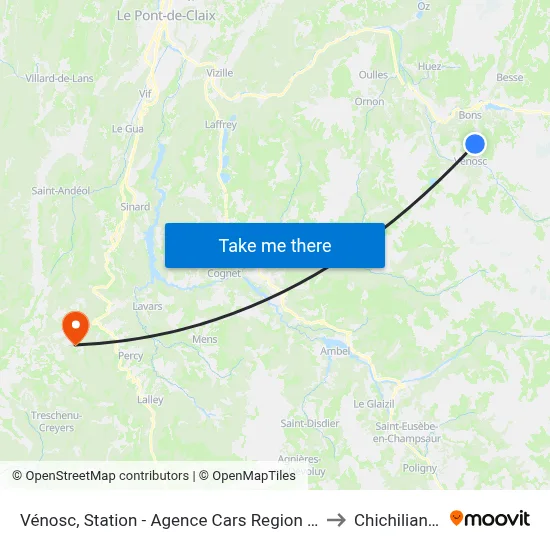 Vénosc, Station - Agence Cars Region Vfd to Chichilianne map