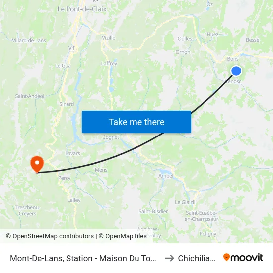 Mont-De-Lans, Station - Maison Du Tourisme to Chichilianne map