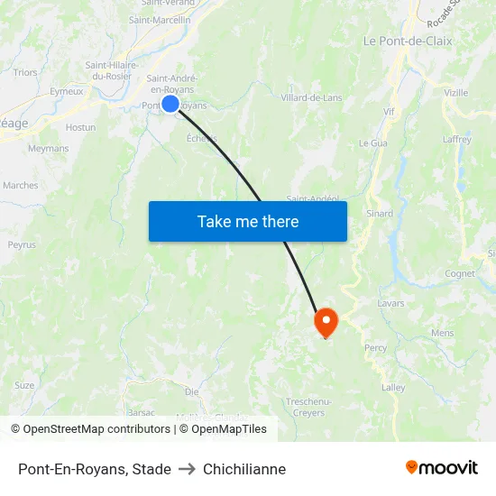 Pont-En-Royans, Stade to Chichilianne map