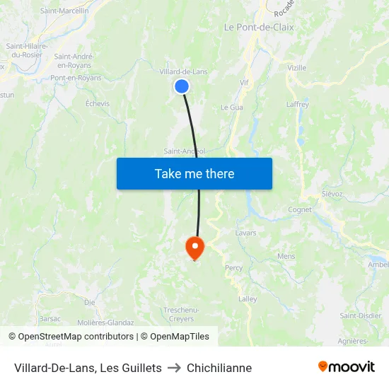 Villard-De-Lans, Les Guillets to Chichilianne map