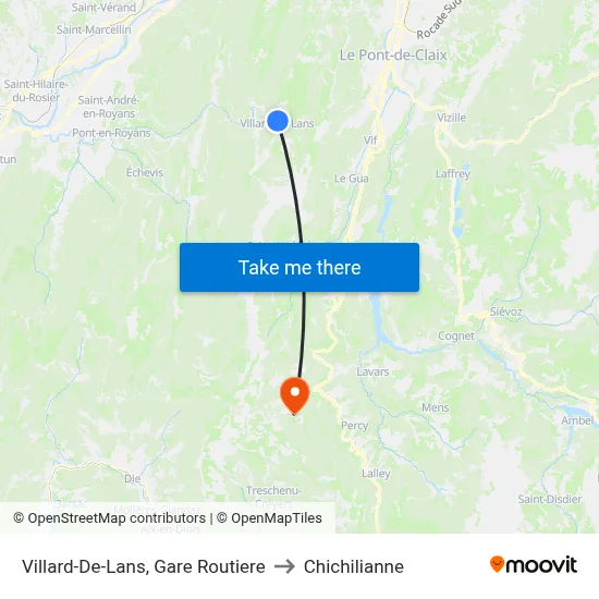 Villard-De-Lans, Gare Routiere to Chichilianne map
