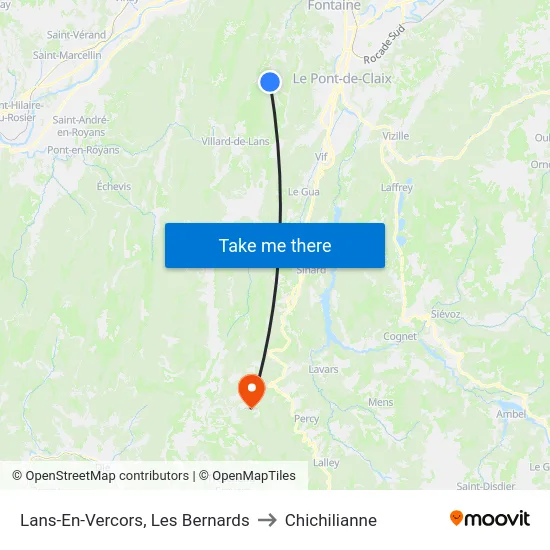 Lans-En-Vercors, Les Bernards to Chichilianne map