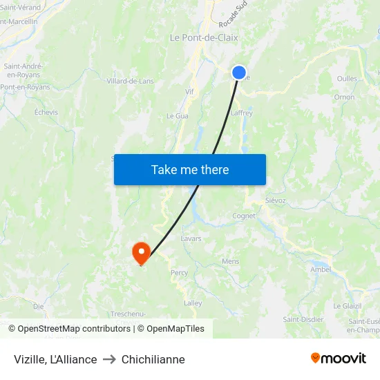 Vizille, L'Alliance to Chichilianne map