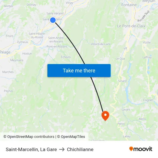 Saint-Marcellin, La Gare to Chichilianne map