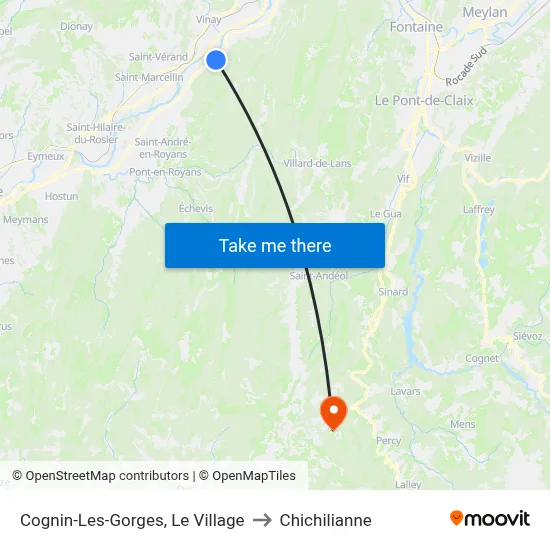 Cognin-Les-Gorges, Le Village to Chichilianne map