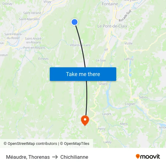 Méaudre, Thorenas to Chichilianne map