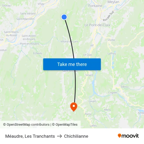 Méaudre, Les Tranchants to Chichilianne map