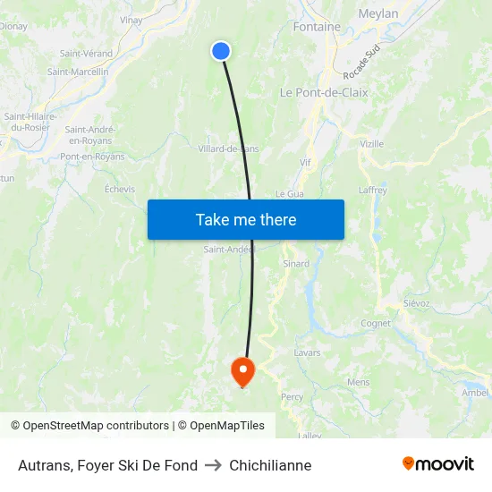 Autrans, Foyer Ski De Fond to Chichilianne map