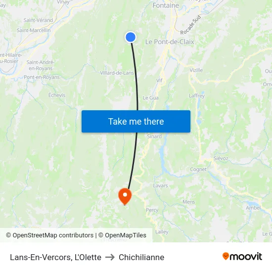 Lans-En-Vercors, L'Olette to Chichilianne map