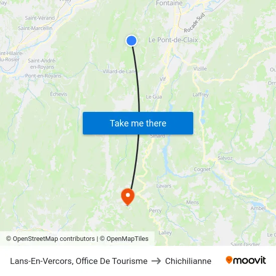 Lans-En-Vercors, Office De Tourisme to Chichilianne map