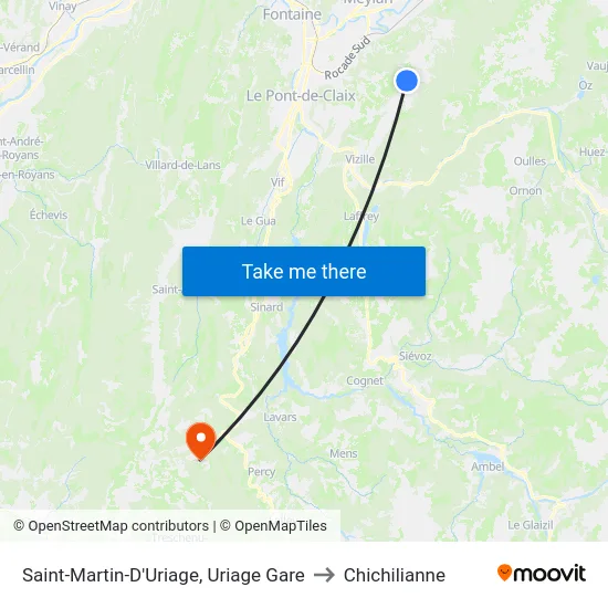 Saint-Martin-D'Uriage, Uriage Gare to Chichilianne map