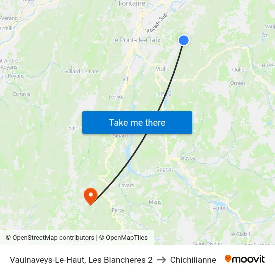 Vaulnaveys-Le-Haut, Les Blancheres 2 to Chichilianne map