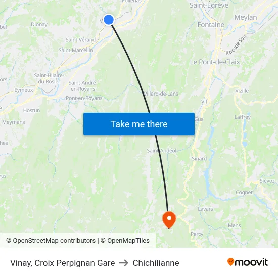 Vinay, Croix Perpignan Gare to Chichilianne map