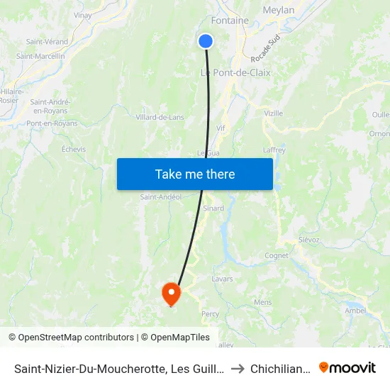 Saint-Nizier-Du-Moucherotte, Les Guillets to Chichilianne map