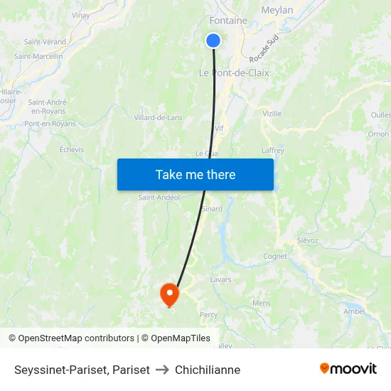 Seyssinet-Pariset, Pariset to Chichilianne map