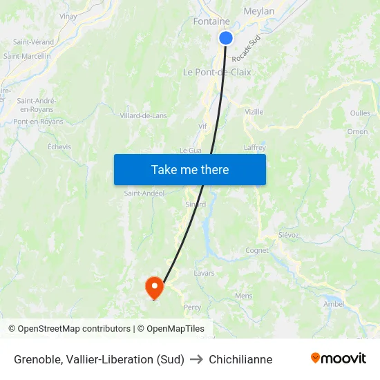 Grenoble, Vallier-Liberation (Sud) to Chichilianne map