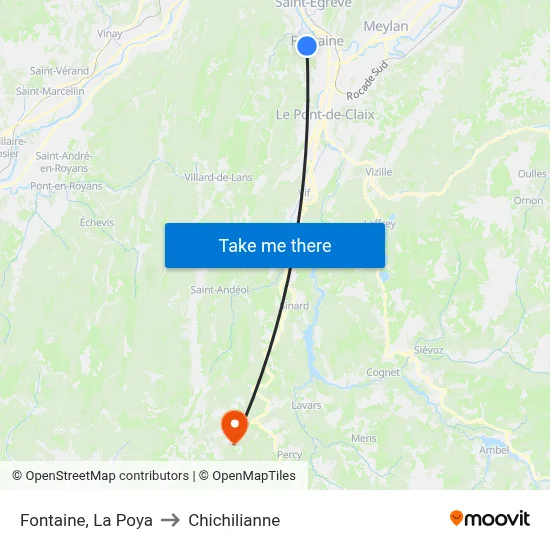 Fontaine, La Poya to Chichilianne map