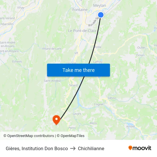 Gières, Institution Don Bosco to Chichilianne map