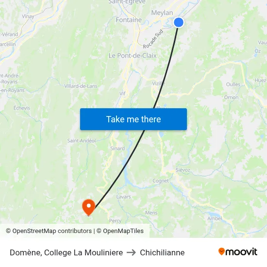 Domène, College La Mouliniere to Chichilianne map