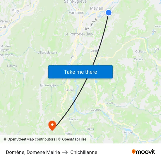 Domène, Domène Mairie to Chichilianne map