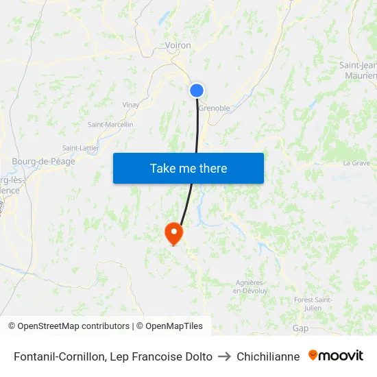 Fontanil-Cornillon, Lep Francoise Dolto to Chichilianne map