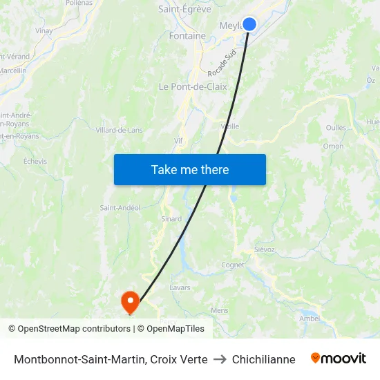 Montbonnot-Saint-Martin, Croix Verte to Chichilianne map