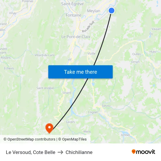 Le Versoud, Cote Belle to Chichilianne map