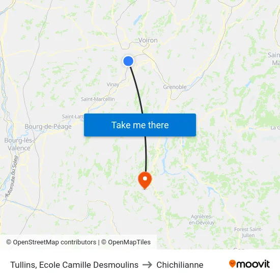Tullins, Ecole Camille Desmoulins to Chichilianne map