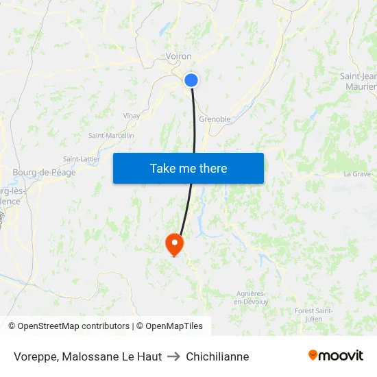 Voreppe, Malossane Le Haut to Chichilianne map