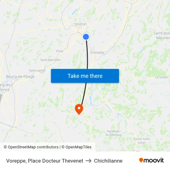 Voreppe, Place Docteur Thevenet to Chichilianne map
