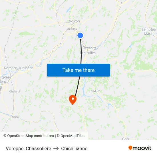 Voreppe, Chassoliere to Chichilianne map