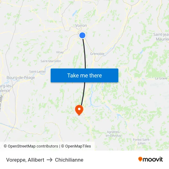 Voreppe, Allibert to Chichilianne map