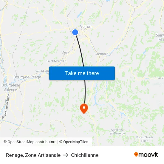Renage, Zone Artisanale to Chichilianne map