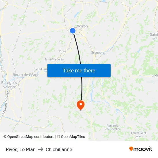 Rives, Le Plan to Chichilianne map