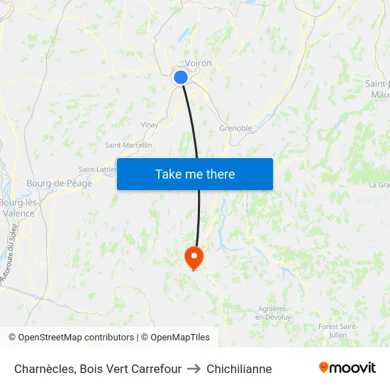 Charnècles, Bois Vert Carrefour to Chichilianne map