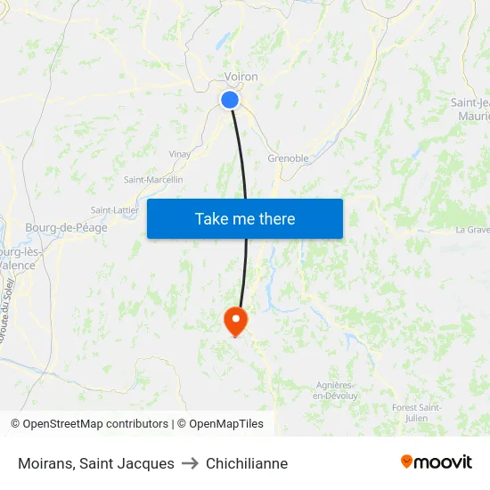 Moirans, Saint Jacques to Chichilianne map