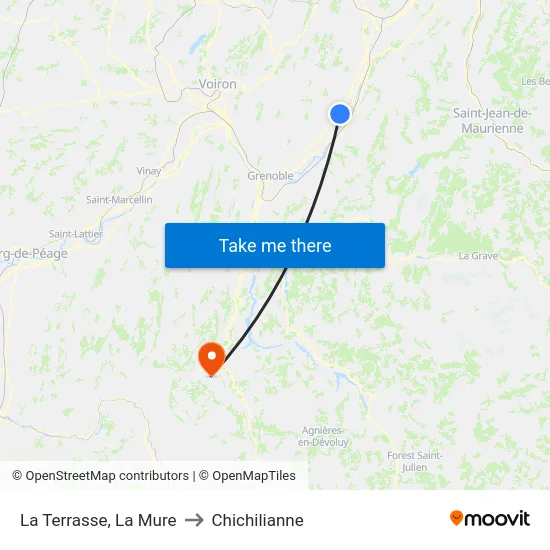 La Terrasse, La Mure to Chichilianne map
