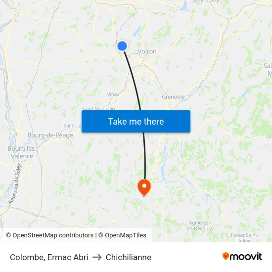 Colombe, Ermac Abri to Chichilianne map