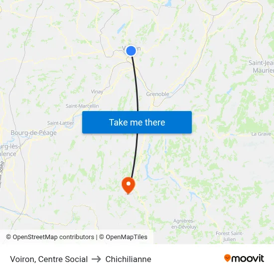 Voiron, Centre Social to Chichilianne map