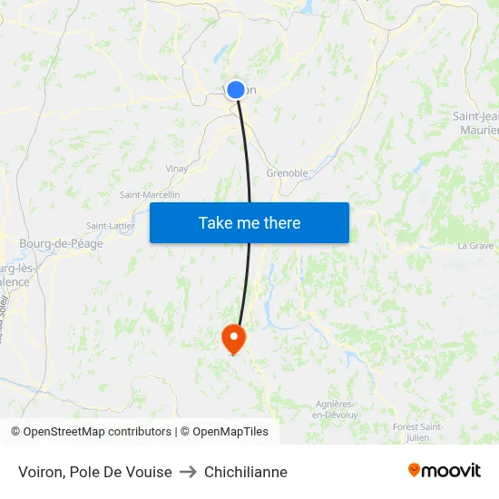 Voiron, Pole De Vouise to Chichilianne map
