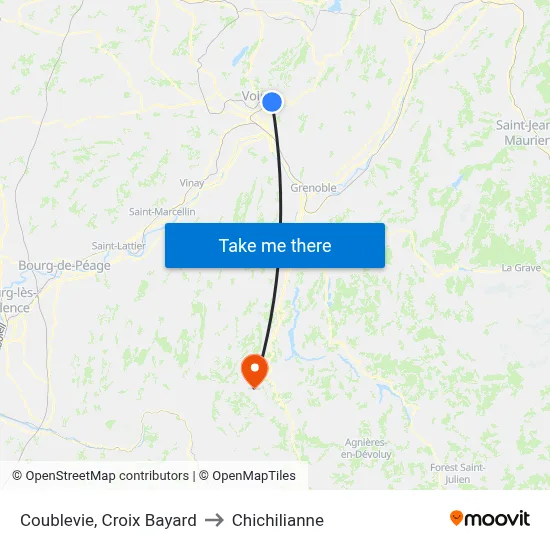 Coublevie, Croix Bayard to Chichilianne map