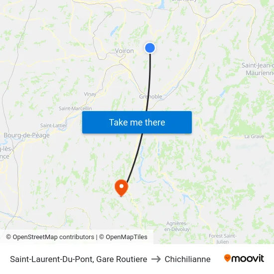 Saint-Laurent-Du-Pont, Gare Routiere to Chichilianne map