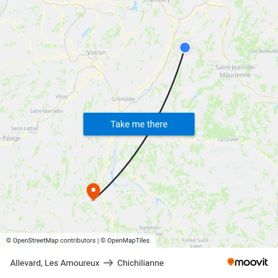 Allevard, Les Amoureux to Chichilianne map