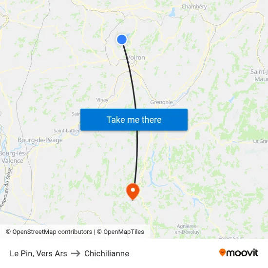 Le Pin, Vers Ars to Chichilianne map
