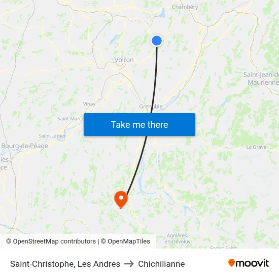 Saint-Christophe, Les Andres to Chichilianne map