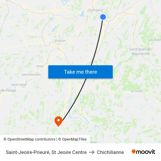 Saint-Jeoire-Prieuré, St Jeoire Centre to Chichilianne map