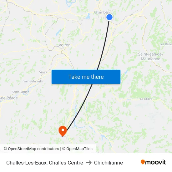 Challes-Les-Eaux, Challes Centre to Chichilianne map