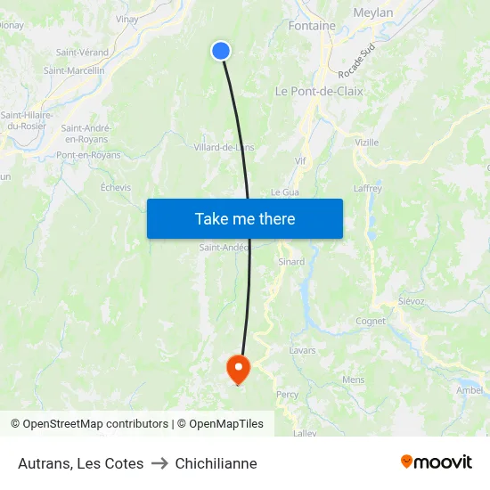 Autrans, Les Cotes to Chichilianne map
