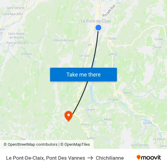 Le Pont-De-Claix, Pont Des Vannes to Chichilianne map